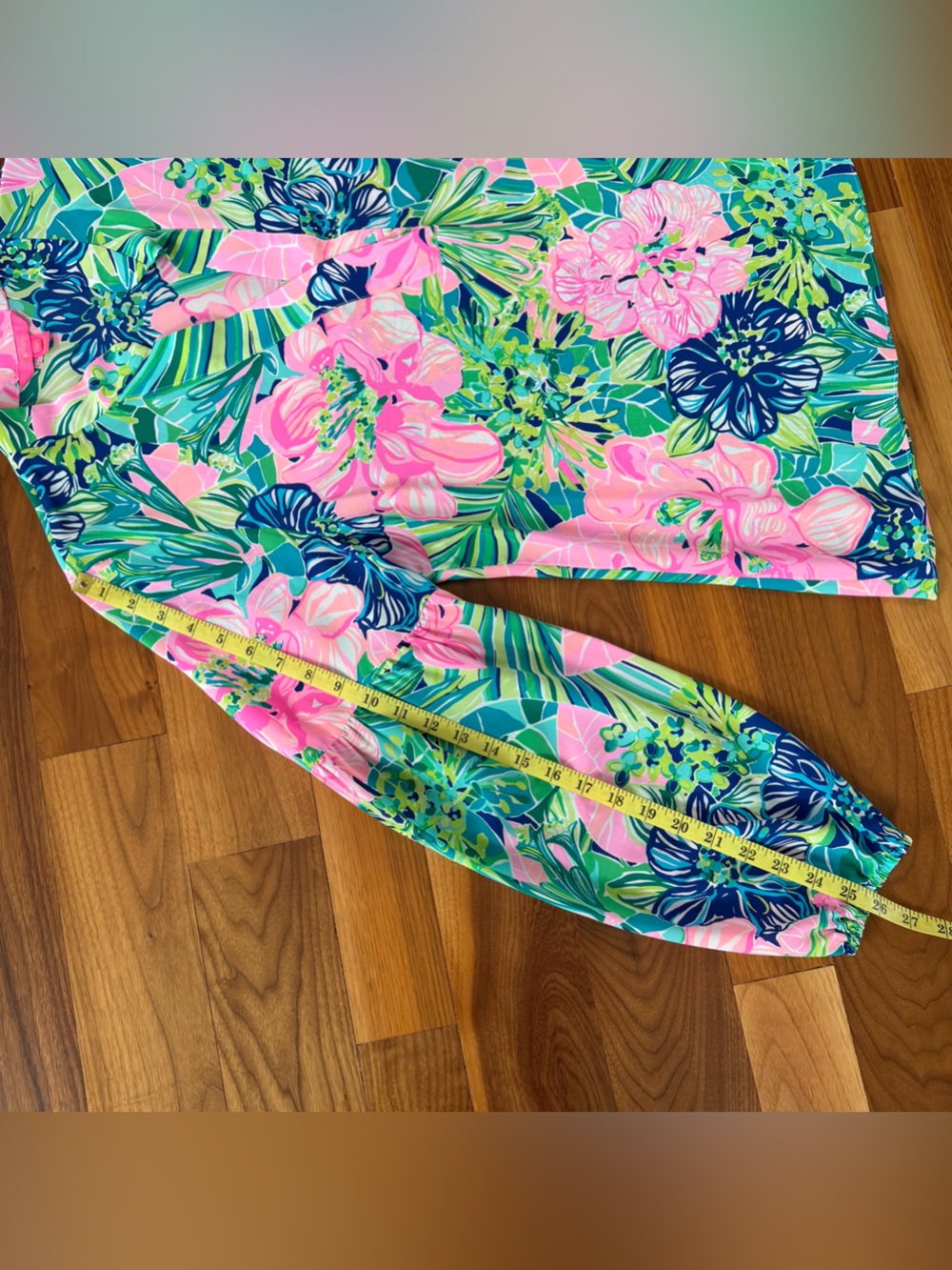 Lilly Pulitzer Shea Tunic Blouse Island Escape Tropical Pink Green Size XL EUC - Picture 11 of 16